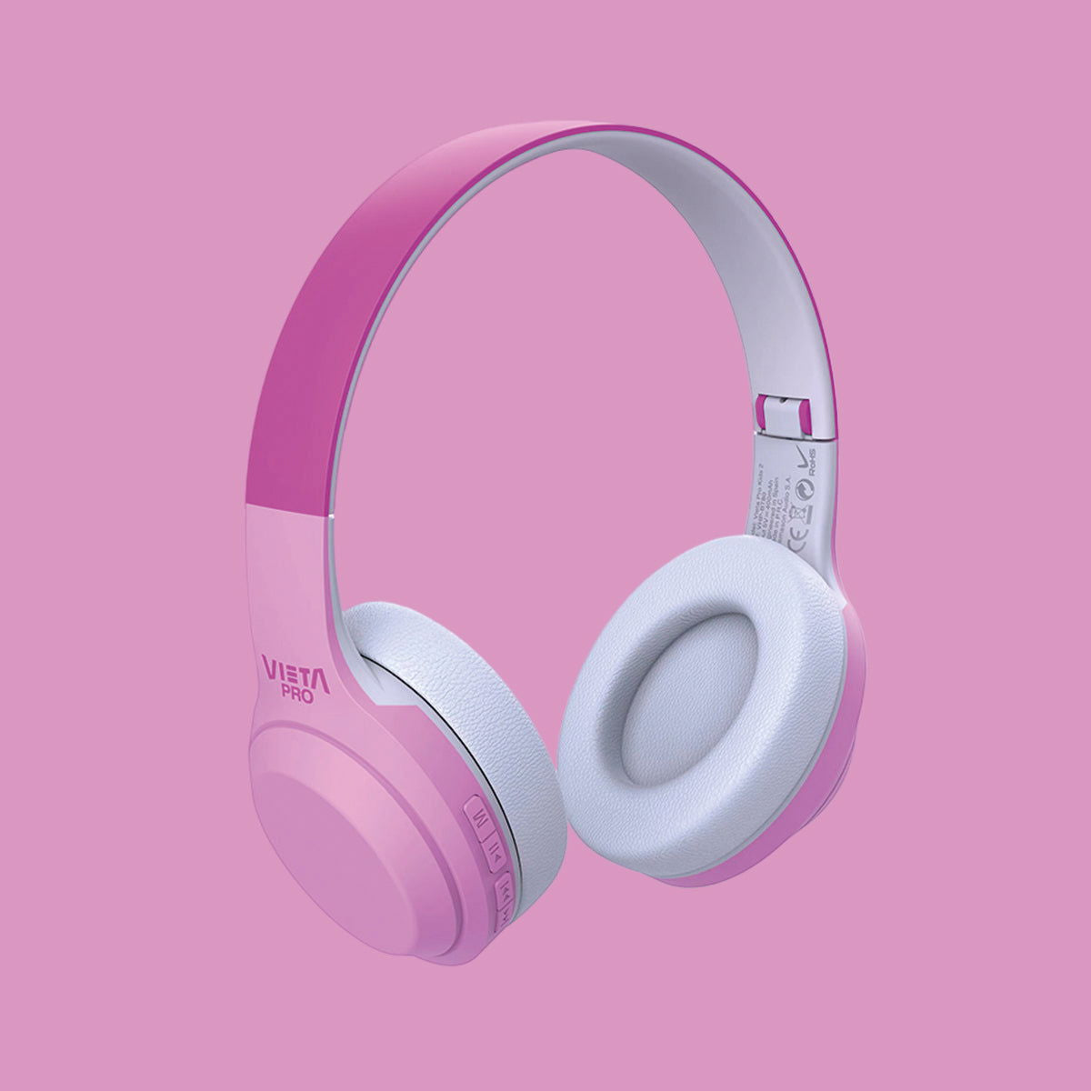 Auriculares infantiles de niña bluetooth blanco y rosa